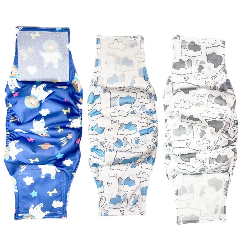 Washable Male Dog Belly Band, 3 Counts Reusable Dog Belly Band for Male Dogs, Premium Washable Dog Diapers, Male Puppy Nappies Wrap, Washable Puppy Pads