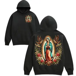 Virgen de Guadalupe Unisex Hoodie, Our Lady of Guadalupe Graphic Hooded Sweatshirt, Mexican Catholic Religious Pullover Faith Gift for Believers