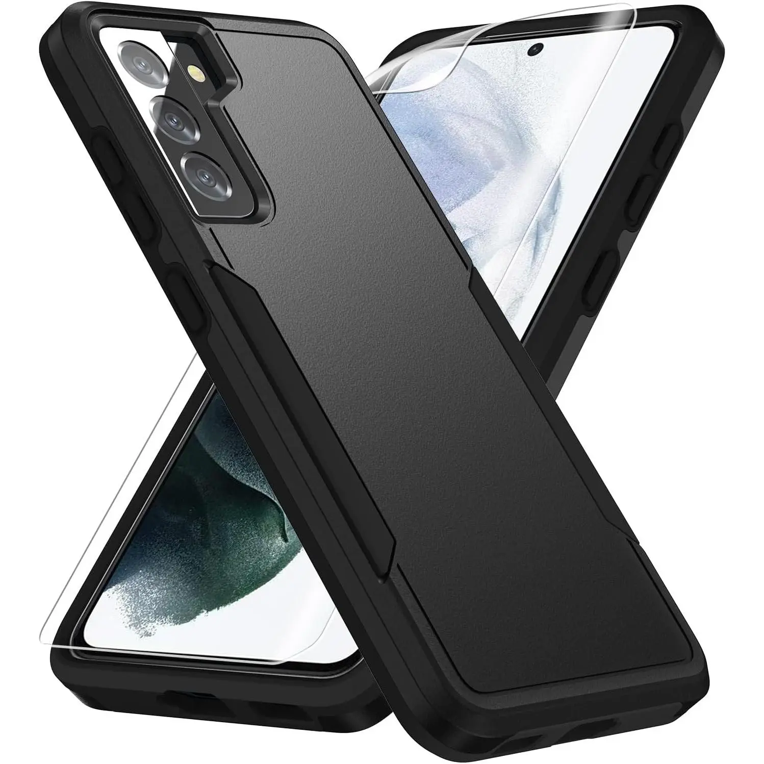 X-PCS13  for Samsung Galaxy S21 Case, Galaxy S21 Case with HD Screen Protector [Military Grade Drop Tested] Heavy-Duty Tough Rugged Shockproof Protective Case for S21, Black