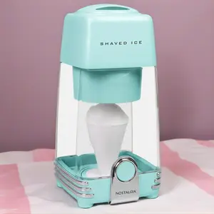 Nostalgia Shaved Ice & Snow Cone Maker with Stainless Steel Blades Open Sides for Easy Cleaning Personal Size Treats Tasty Snow Cones Party Pleaser