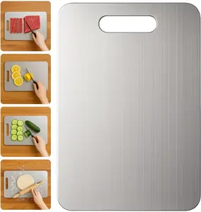 Titanium Cutting Board, 100% Pure Titanium Cutting Boards for Kitchen – Non Stick, Food-Grade, Hygiene & Durability Chopping Mat, Double Sided Chopping Board, Dishwasher Safe (15.35x 11.02 Inch)#Mother's Day