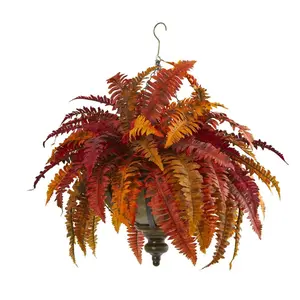 Nearly Natural 28" Autumn Boston Fern Plant inanging Bowl