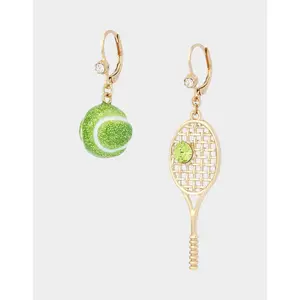Betsey Johnson MISMATCH TENNIS RACQUET AND BALL EARRINGS GREEN