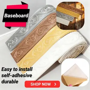 3D Waterproof Wall Sticker Self-Adhesive Skirting Line Waistline, Bedroom Living Room Door Frame TV Background Decorative Trim