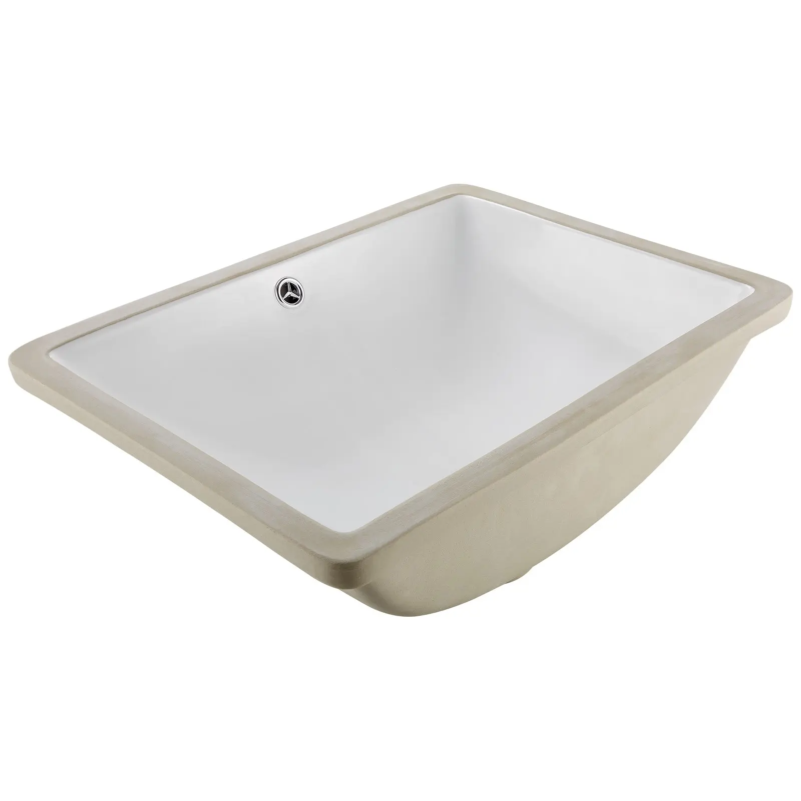 VEVOR Undermount Bathroom Sink, 20.28x 15.16 Inch Rectangular White Ceramic Vessel Sink with Overflow Hole, Under Counter Drop in Modern Lavatory Vanity Bath Wash Bowl Basin, Rectangle Small Space