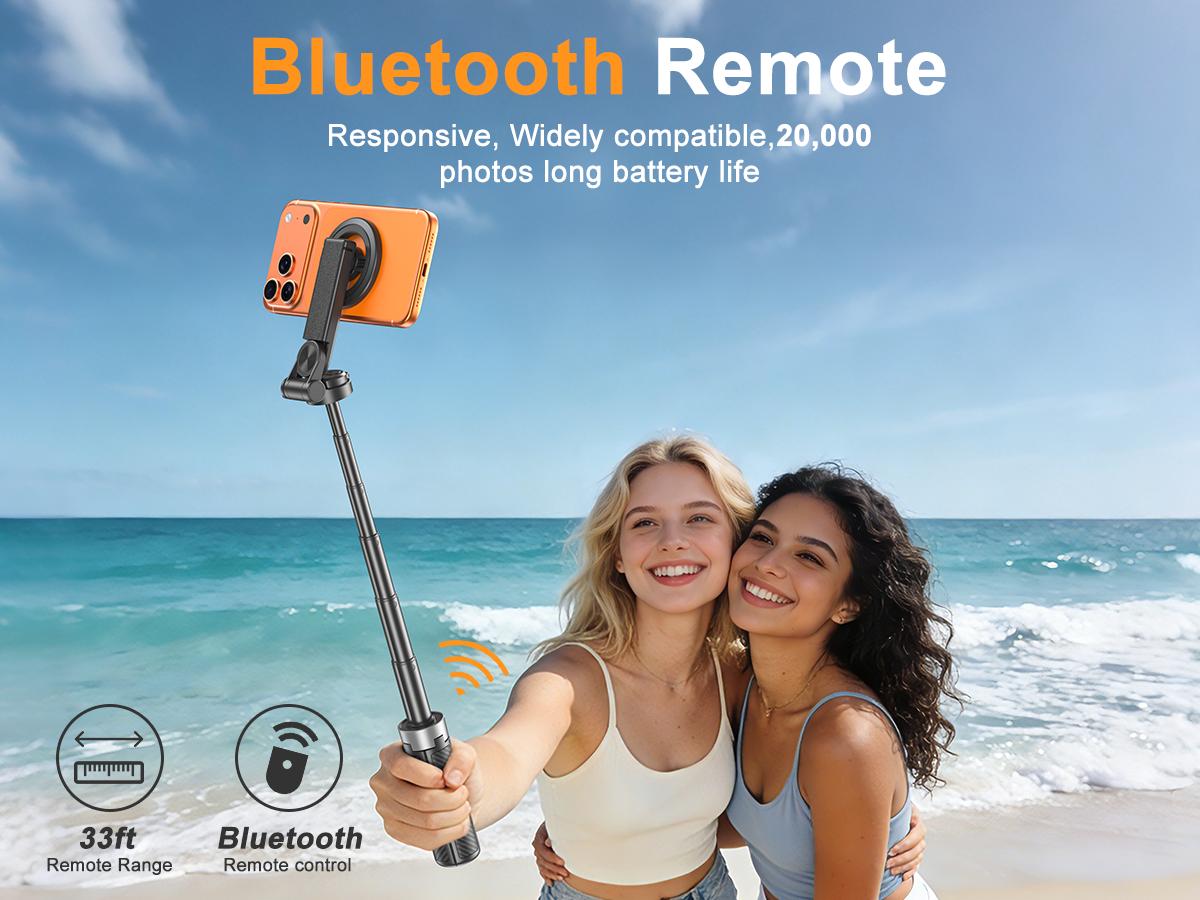2026 Edition Four-in-One Magnetic Selfie Stick is upgraded to 25 inches longer, enhanced in stability, equipped with a wireless Bluetooth remote control, 360° rotation, and compatible with various mobile phones
