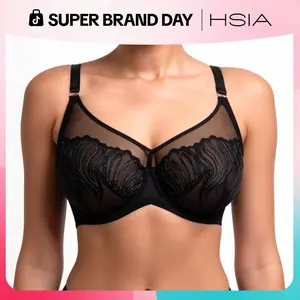 HSIA Luxe Bloom Plus Size No Padding Embroidery Full Coverage Unlined Underwire Bra for Everyday Elegance and Comfort