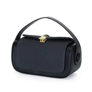 Casual Luxury Women's Handheld BoxBag, Versatile Single Shoulder Simple CrossBody Bag, PU Leather, Gold Hardware Clasp