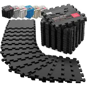 Gym Flooring Set - Interlocking EVA Soft Foam Floor Mat, 18 Pieces Puzzle Rubber Tiles Protective Ground Surface Protection, Play Workout Exercise Mats Underlay Matting Sports Pool Home Fitness Garage