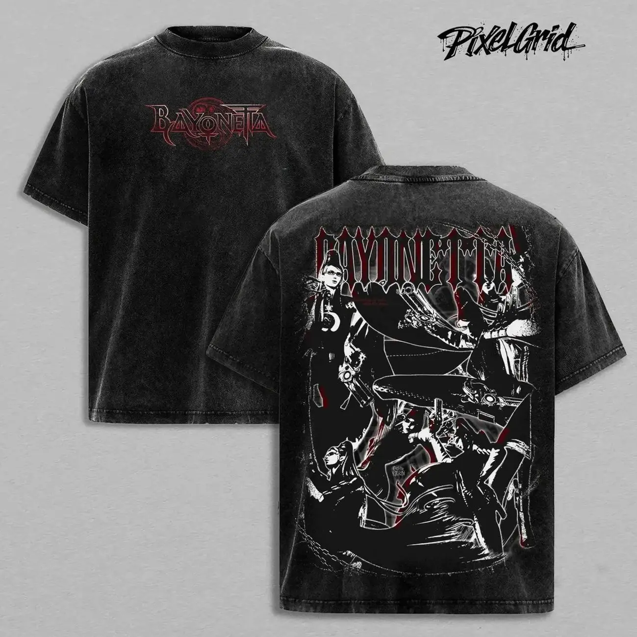 Bayonetta Umbra Witch, Dark Fantasy Gaming Apparel, Vintage Washed Graphic Tees, Gamer Streetwear Oversized Tee, Unisex Casual Gaming Shirt, PlatinumGames Character Fan Gift BUP