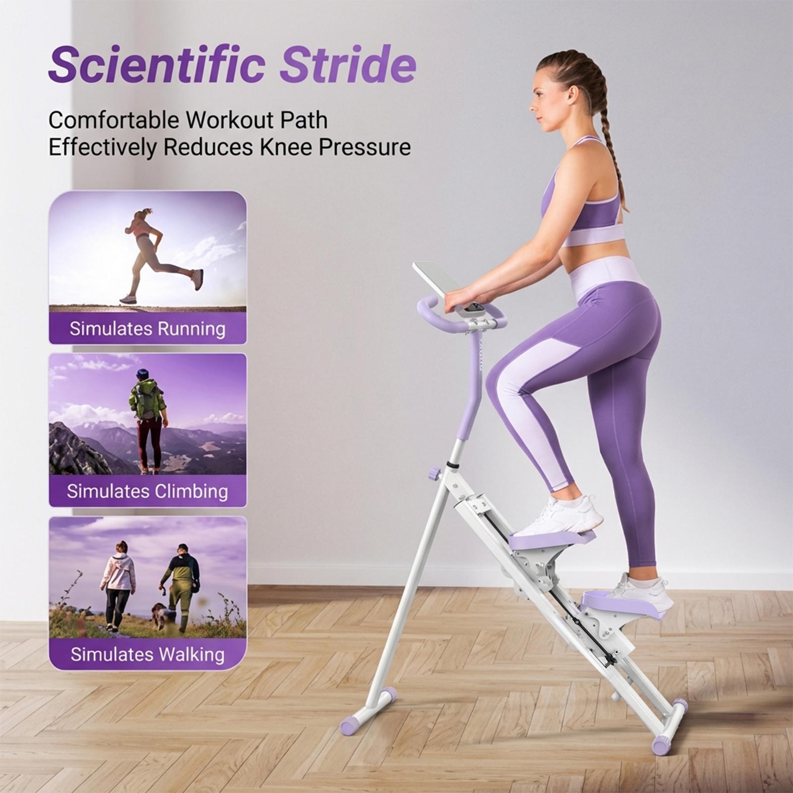 Yagud Stair Stepper for Home Gym Exercise, New Version Stairmaster ,Compact Folding Stair Climber with Extended Step Range, Adjustable Handlebar/Pedal, Purple