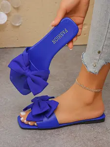 Summer New Square Toe Slip-On Rubber Sandals for Women, Fashionable Versatile Comfort Flat Shoes, Large Size Multiple Colors Available