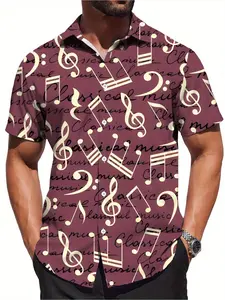 Men'S Casual Short-Sleeve Print Shirt in Standard Fit, Suitable for Dances, Parties, And Evening Events