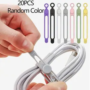 5/10/15/20pcs Reusable Silicone Cable Organizer Ties, Suitable For Earphones, Phone Chargers, Mice, Audio Devices, Computers (Random Colors)