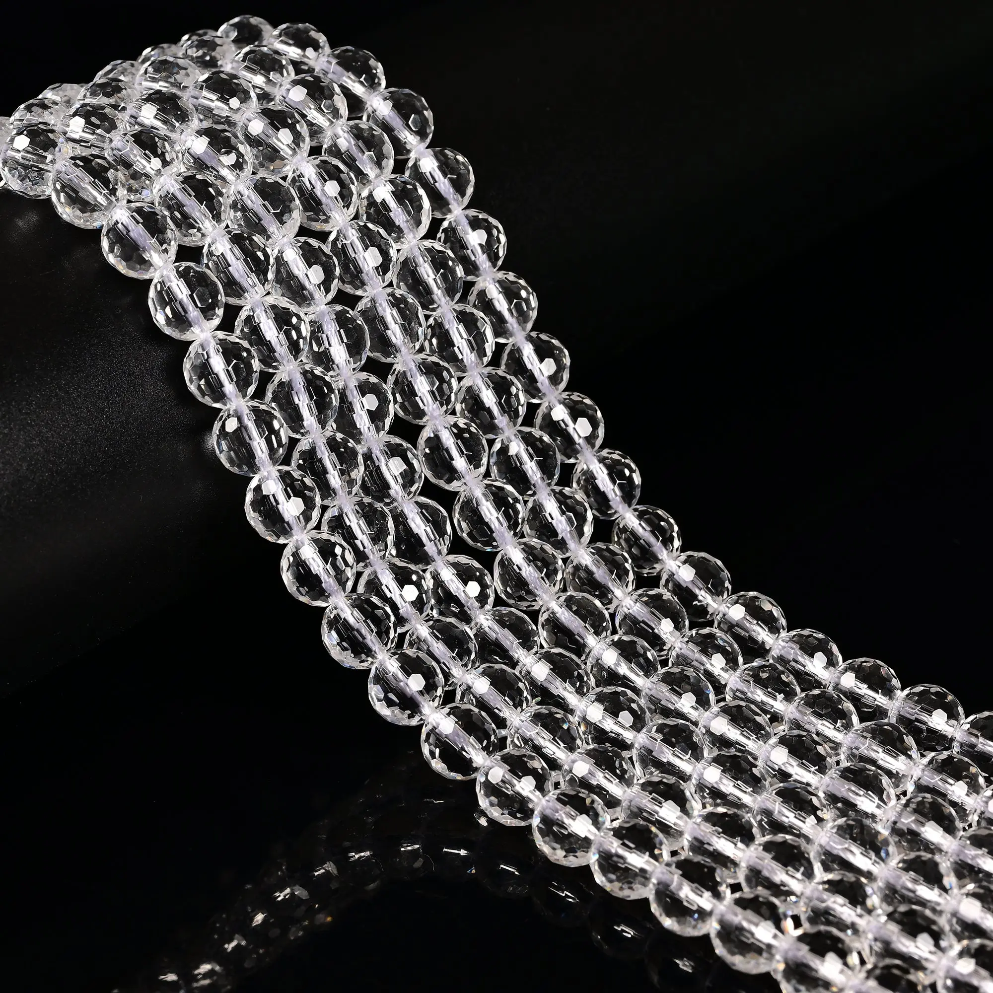 Clear Quartz Faceted Round Beads 3mm 4mm 6mm 8mm 10mm 12mm 14mm 15.5" Strand Loose Gemstone Beads for Jewelry Making