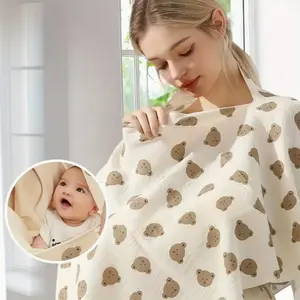 Cartoon Print Nursing Cover, Multifunctional Baby Feeding Cover, Breathable Nursing Apron for Car Seat, Stroller, Shopping Cart