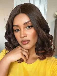 Women's Loose Curly Fiber Wig, Shoulder-Length Honey brown, Daily Use Synthetic Hairpiece for Women, Comfortable & Stylish, Stylist Friendly Wig