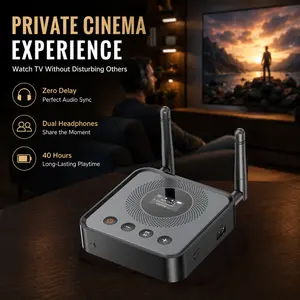 M23 PRO 2-in-1 Bluetooth 5.3 Adapter – OLED Screen Visual Pairing, Transmitter & Receiver for TV/Home Stereo, Dual Headphones Zero Delay, Ultimate Private Movie Night