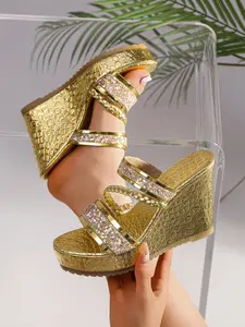 Women's Trendy Fashion Crocodile Pattern Rhinestone Sandals, PU Leather, Rubber Sole, Boho Style, Thick Heel, Perfect for Parties and Summer
