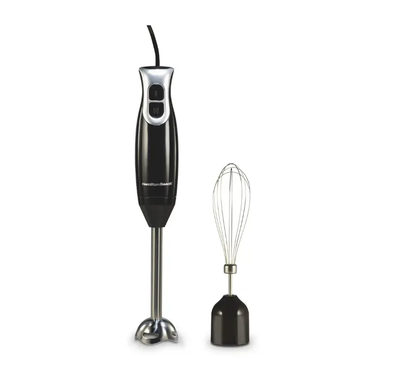 Hamilton Beach Immersion Blender, 260 W 2-Speed Hand Blender for Kitchen with Stainless Steel Blending Wand and Whisk, Black