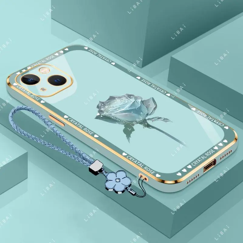 Suitable for [iPhone 13]phone case，affordable price,free beautiful four-leaf clover lanyard，exquisite and simple,High-end styles，drop-proof and fingerprint-resistant 995