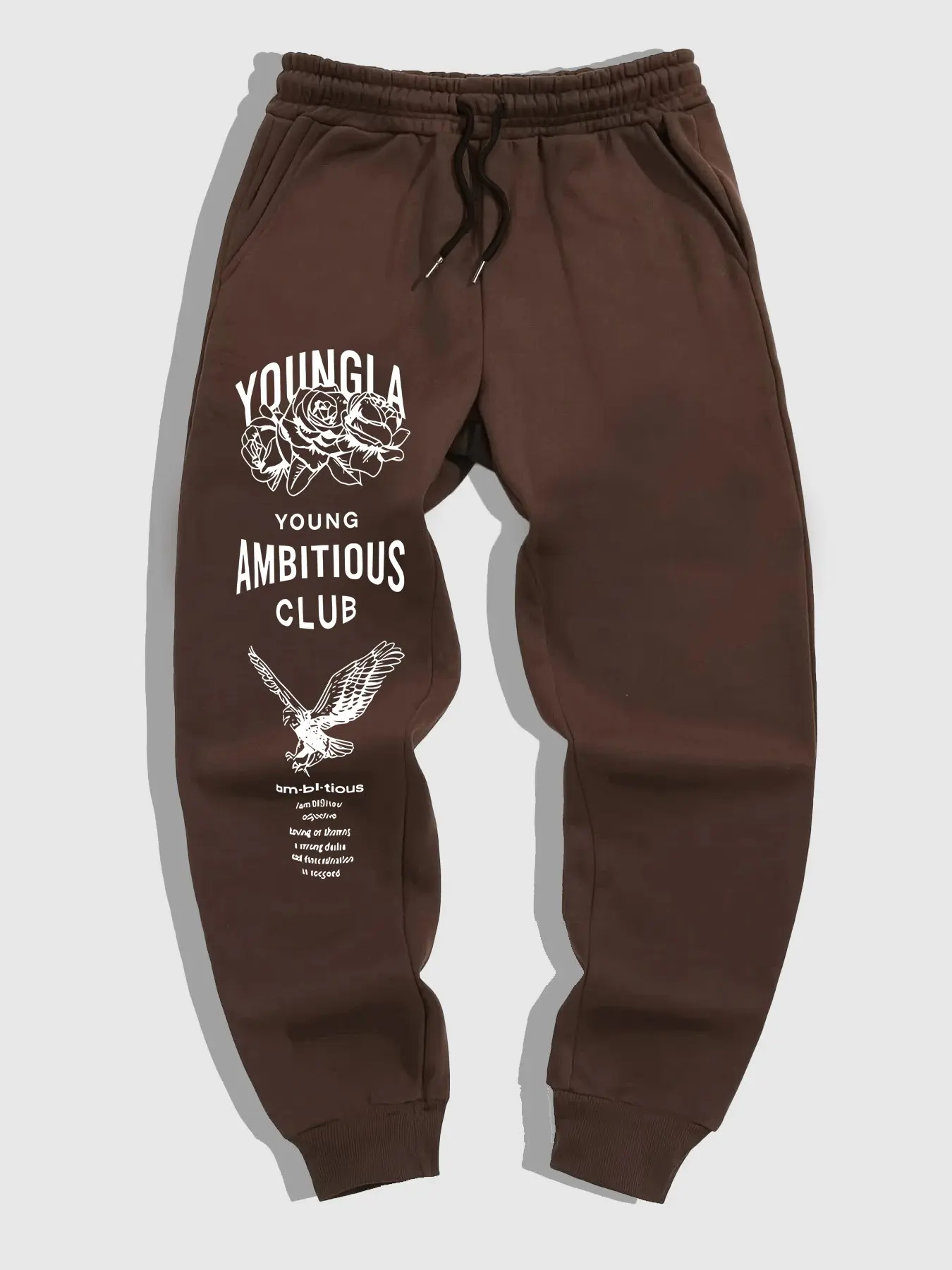 Young Ambitious Club Graphic Joggers - Brown Athletic Sweatpants, Athleisure Pants