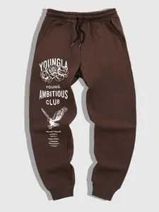 Young Ambitious Club Graphic Joggers - Brown Athletic Sweatpants Runner Pants