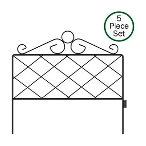 Pure Garden Set of 5 Interlocking Decorative Panel Fencing
