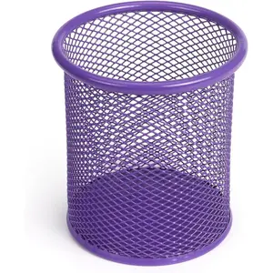 Wire Mesh Pen Holder Cup for Desk, Pencil Cup Holder Pen Organizer for Office Desk (Purple)