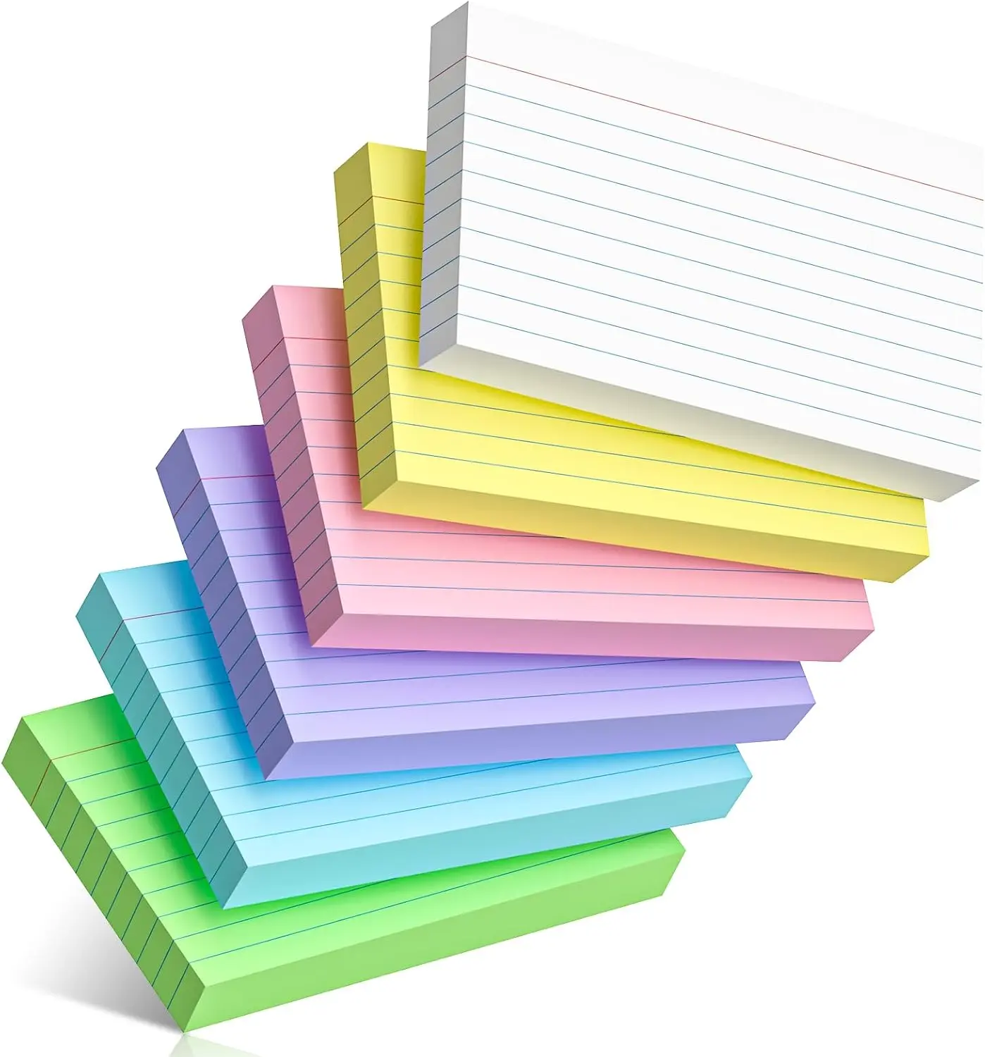 300-Count Color-Coded Heavy-Weight 3x5 in Lined Index Cards, Durable Ruled Flash Cards for Home & Office Use, Study & To-Do List Notes