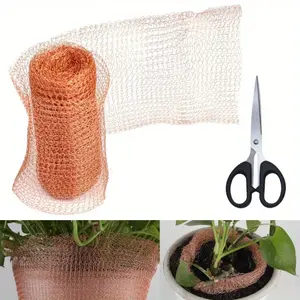 6m/20 Feet Fine Wire Mesh Double Layer Copper Wire Mesh Roll, with 1pair of scissors, Copper Tape for Plants Slug Control Rat Snail Birds Insect for Garden Pest Control