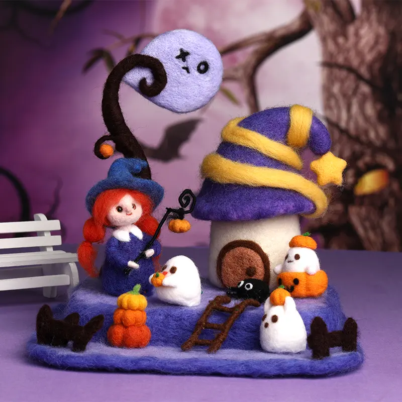 Halloween Wool Felt Craft Kit – DIY Handmade Felt Set for Kids & Adults, Create Cute Pumpkins, Ghosts, Bats & More, Fun Family Activity, Educational Craft, Party Decorations, Creative Home DIY Gift Kit for Beginners & Craft Lovers