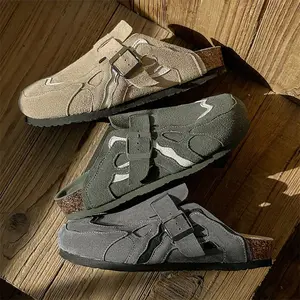 Women's sports slippers, leather shoes, new shoes, toe shoes, half slippers, one pedal, retro, soft sole, non-slip sole, thickened sole, men's sports slippers