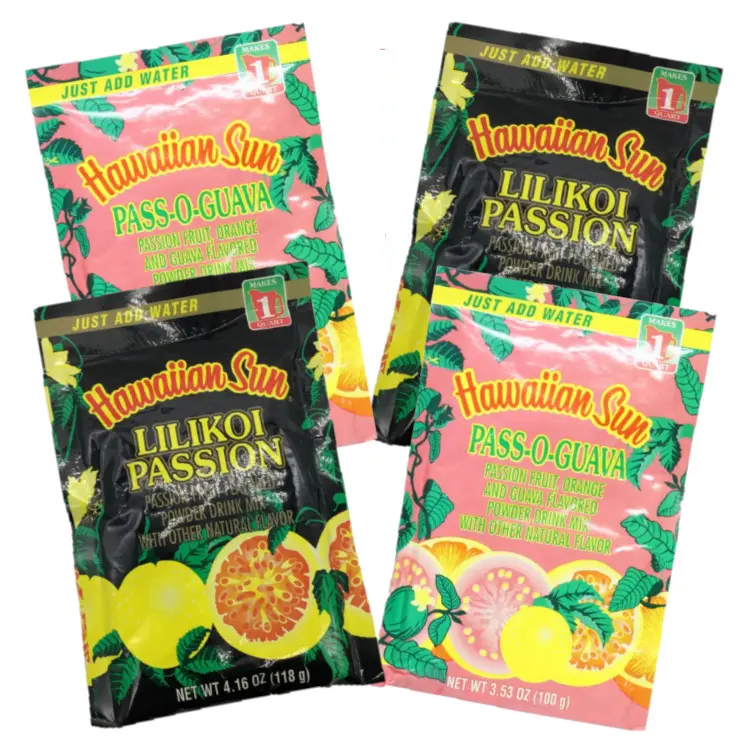Hawaiian Sun Powder Drink Mix, 4-Pack 3.53 oz. Variety Set, Each Makes 1 qt