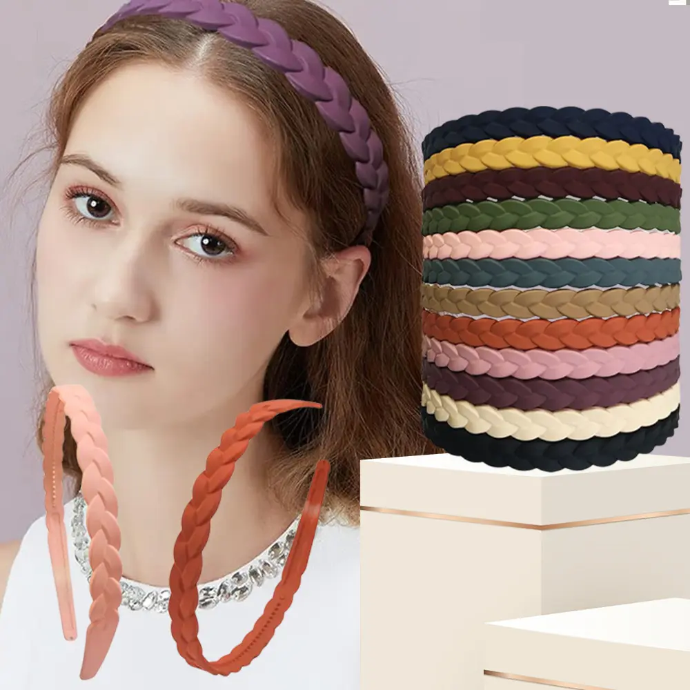 Women's 12-Piece Plastic Teeth Hair Accessories Set - Thin Headbands, Hair Braid Headbands for Combing, Hair Braid Headband