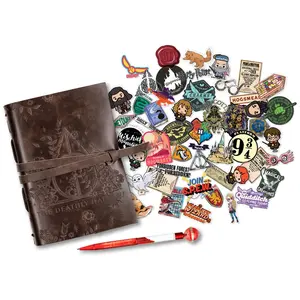 Harry Potter Journaling Bundle (Deathly Hallows Leather Wrap Journal, Remembrall Pen & 50-Count Clear Variety Decals)