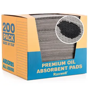 Oil Absorbent Pads, Large 18"x16", 200 Count Pack - Premium Lightweight Universal 8 Layer Spill Mats, Super Absorbent Mats for Oil, Water & Liquids