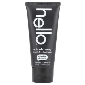 Hello Epic Whitening, Fluoride Free Toothpaste, Activated Charcoal, Fresh Mint + Coconut Oil, 4 oz (113 g)