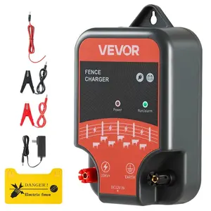 fathersdaygift VEVOR Electric Fence Charger, 10kV 2J, AC DC Electric Fence Energizer with LED Indicator, 1.86 Miles Range, Powerful Plug-in Fences Charger, Prevents Wild Animals Intrusion for Livestock Poultry