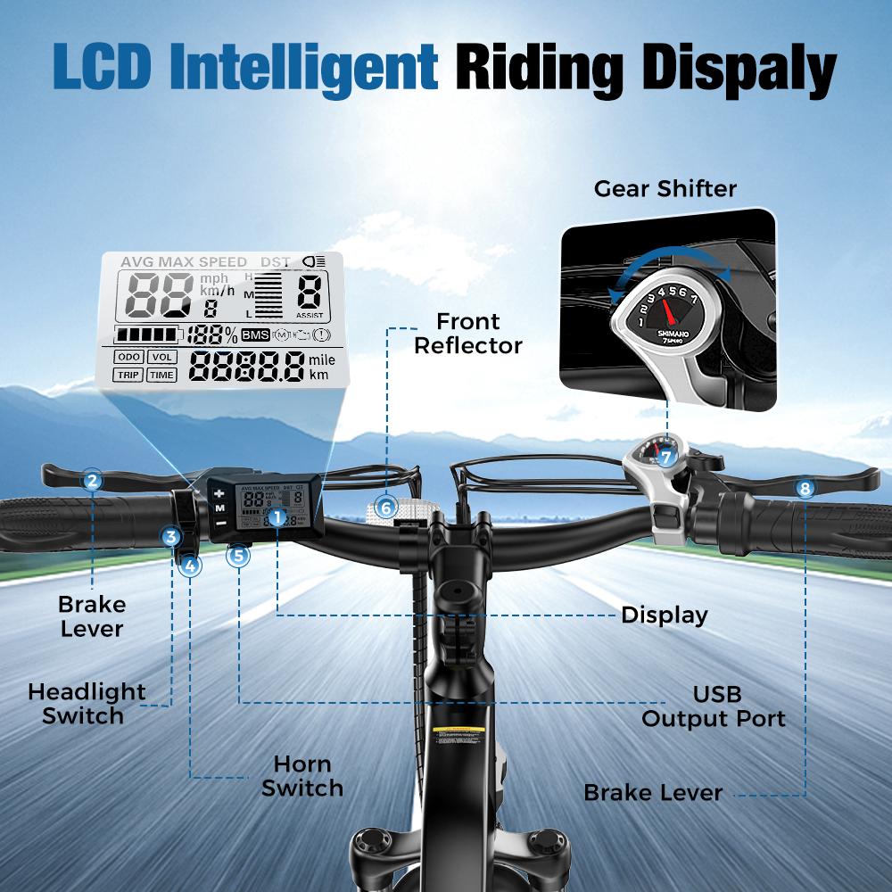 Adult Electric Bicycle 750W | 60 Miles Long Range, Removable Battery, 5 Speed, Shock Absorber