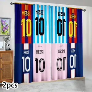 Semi-blackout curtains with the classic Messi 10 jersey pattern. Suitable for bedrooms, living rooms, kitchens, hotels, gazebos, celebrity-themed decorations, fan celebrations, holiday gifts, and birthday presents Window Curtain