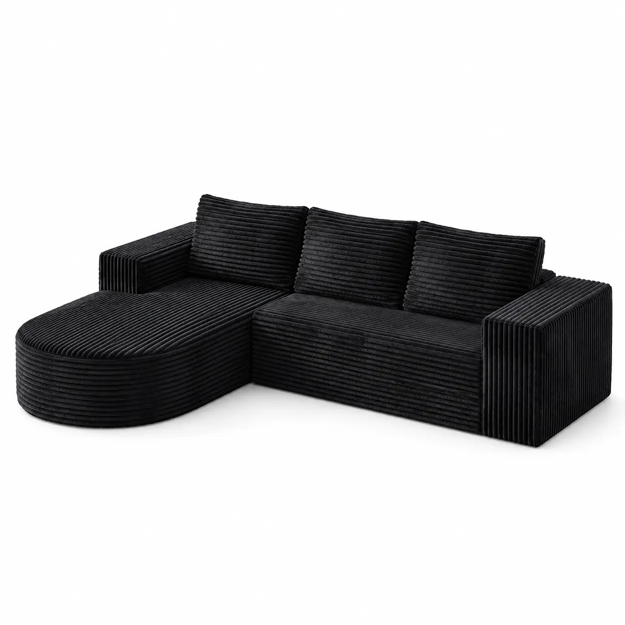 91.7‘’ L-Shaped Sectional Sofa with Chaise, 3–4 Seat Wide-Wale Corduroy Couch, Plush High-Rebound Foam, Low-Profile 2-Piece Sofa for Living Room