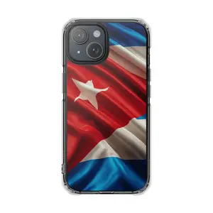 Cuban Flag Clear Magnetic Phone Case Bandera Cubana Phone Case/produced in USA