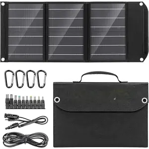 Portable Foldable Solar Charger 30W Solar Panel Charger 23% High Efficiency Foldable Solar Panels QC3.0 USB & DC Port Compatible with Cell Phone Ipad Laptop IP65 Waterproof for Camping Outdoor Cloudy