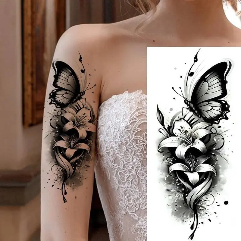 Assorted Temporary Tattoos Bundle - 36 Pre-Packaged Waterproof, Long-Lasting Butterfly & Flower Designs, New Cross-Border Temporary Tattoos for Arms, Calves, Bundle Temporary Tattoos