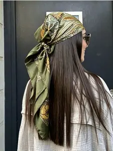 Minimalist Printed Satin Square Scarf, Versatile Women's Headscarf, Waistband, Bag Decoration, Ribbon, Headband, Spring Fashion Accessory