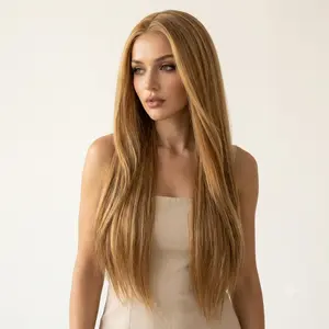 Glueless 13x4x1 Lace Front Wig, 30-Inch Straight Color Block Synthetic Fiber, Heat Resistant and Anti-Tangle for a Natural Look