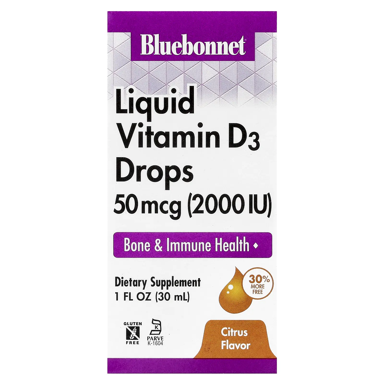 Bluebonnet Nutrition Liquid Vitamin D3 Drops, Citrus, 50 mcg (2,000 IU), 1 fl oz (30 ml)