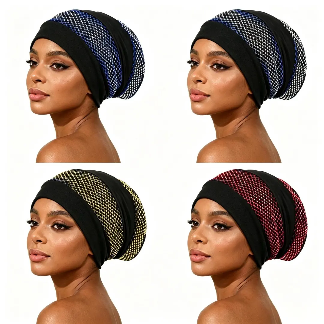 2pcs Refined Rhinestone Lace Turbine Hat Elastic Headscarf Set, Suitable for Women'S Daily Wear Holiday Parties Gift-Giving