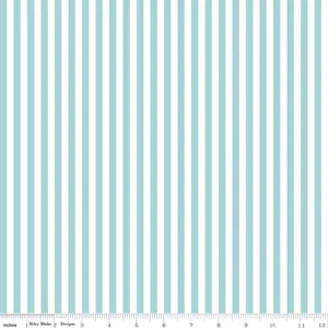Stripes Fabric - 1/4" Stripe Aqua - by Riley Blake Designs
